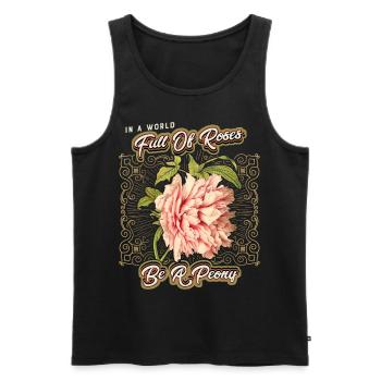 Lustiger Spruch, vintage botanische Pfingstrose - Männer Premium Bio Tank Top - Schwarz - Vorne - AI Model Male 178 light (178cm)