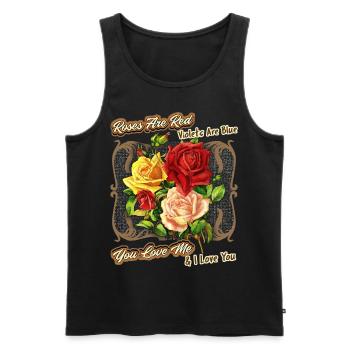 Vintage Rosen, Liebe, Valentinstag, Rosen Spruch - Männer Premium Bio Tank Top - Schwarz - Vorne - AI Model Male 178 light (178cm)
