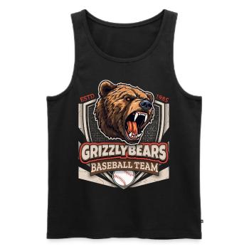 Baseball, Équipe des Grizzlys, Logo Grizzlybären - Débardeur bio Premium Homme - noir - Devant - AI Model Male 178 light (178cm)