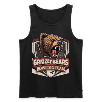 Bowling, Équipe des Grizzlys, Logo Grizzlybären - Débardeur bio Premium Homme - noir - Devant - AI Model Male 178 light (178cm)