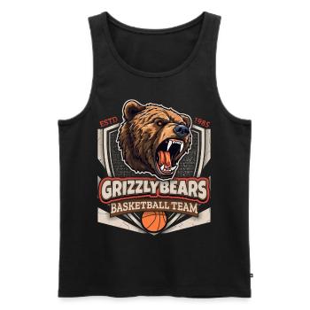Basket-ball, Équipe des Grizzly-Bears, Logo Grizzlybären - Débardeur bio Premium Homme - noir - Devant - AI Model Male 178 light (178cm)