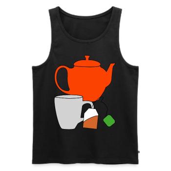 Jouissance Thé Boisson Théière Sachet De Thé Tasse Soif - Débardeur bio Premium Homme - noir - Devant - Michal (187cm)