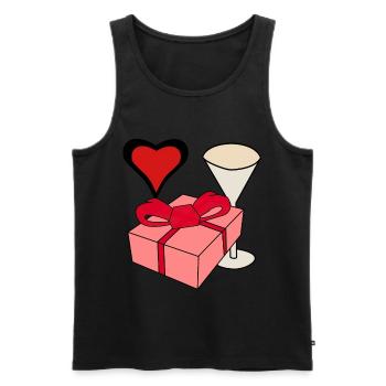 Idée cadeau fête des mères anniversaire voeux coeurs - Débardeur bio Premium Homme - noir - Devant - Michal (187cm)