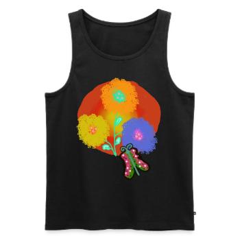 Sommer Sonne Blumen Falter Schmetterling Garten - Männer Premium Bio Tank Top - Schwarz - Vorne - AI Model Male 178 light (178cm)