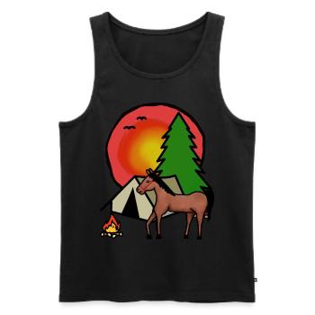 Pferd Camping Reiter Zelt Natur Abenteuer Reiten - Männer Premium Bio Tank Top - Schwarz - Vorne - Michal (187cm)