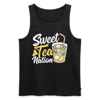 Thé sucré Sweet Tea Nation Thé glacé au thé sucré - Débardeur bio Premium Homme - noir - Devant - AI Model Male 178 light (178cm)