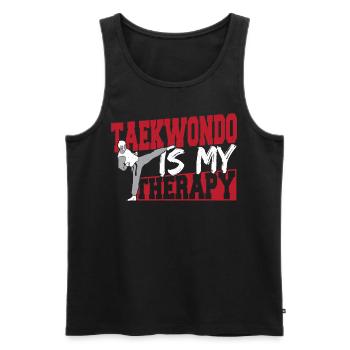 L’art martial Taekwondo est ma thérapie Taekwondo - Débardeur bio Premium Homme - noir - Devant - AI Model Male 178 light (178cm)