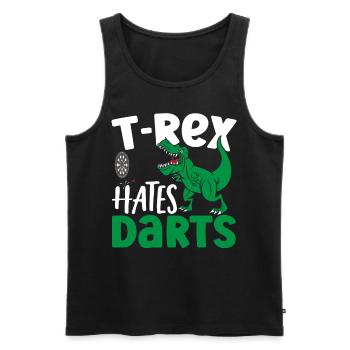 T-Rex hasst Darts T-Rex Dinosaurier-Liebhaber - Männer Premium Bio Tank Top - Schwarz - Vorne - AI Model Male 178 light (178cm)