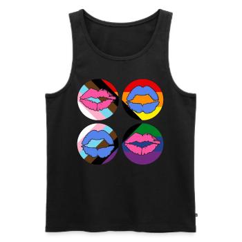 LGBTQ Gay Rainbow Progress Pride Flag Lips - Männer Premium Bio Tank Top - Schwarz - Vorne - AI Model Male 178 light (178cm)