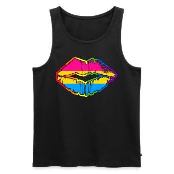 Pansexual Flag Lips LGBTQ Rainbow Gay Pride - Männer Premium Bio Tank Top - Schwarz - Vorne - Michal (187cm)