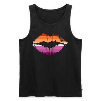 Lesbian Flag Lips LGBTQ Pride - Männer Premium Bio Tank Top - Schwarz - Vorne - Michal (187cm)