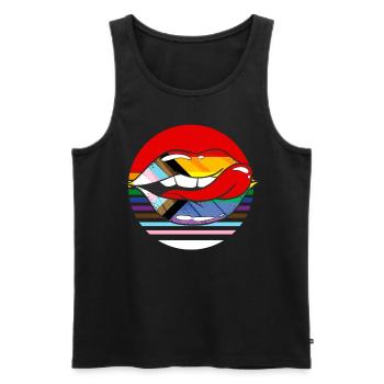 Retro Progress Pride Flag LGBTQ Rainbow Lips - Männer Premium Bio Tank Top - Schwarz - Vorne - AI Model Male 178 light (178cm)