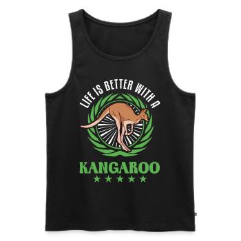 Life is better with kangaroos - Men's Premium Organic Tank Top - black - Front - Michal (187cm)