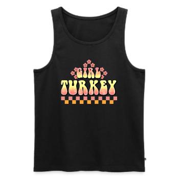Funny Girl Turkey Turkey Funny Retro Thanksgiving - Men's Premium Organic Tank Top - black - Front - Michal (187cm)