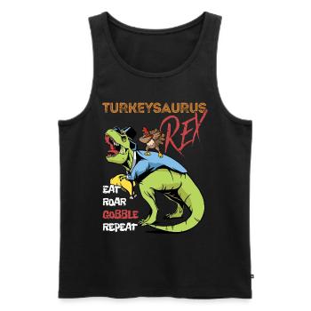 Les enfants drôle Turkeysaurus Rex Dab Dinde Dino - Débardeur bio Premium Homme - noir - Devant - AI Model Male 178 light (178cm)