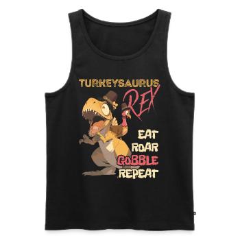 Les enfants drôle Turkeysaurus Rex Dab Dinde Dino - Débardeur bio Premium Homme - noir - Devant - AI Model Male 178 light (178cm)