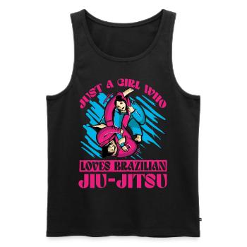 Juste une fille qui aimeJiu-jitsu brésilien - Débardeur bio Premium Homme - noir - Devant - Michal (187cm)