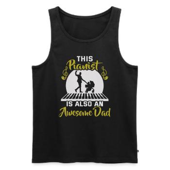 Pianist Vatertag Klavierspieler Musiker - Männer Premium Bio Tank Top - Schwarz - Vorne - Michal (187cm)