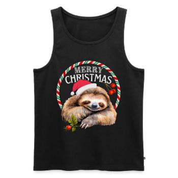 Sloth, Sloth, Merry Christmas - Men's Premium Organic Tank Top - black - Front - Michal (187cm)