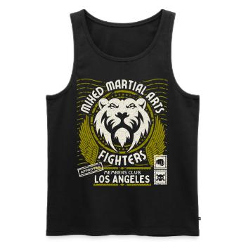 Martial Arts Logo with Lion Head, Los Angeles Fight - Men's Premium Organic Tank Top - black - Front - Michal (187cm)