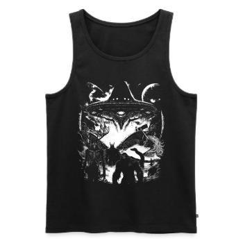 Équipe de cryptides de cryptozoologie - Débardeur bio Premium Homme - noir - Devant - AI Model Male 178 light (178cm)