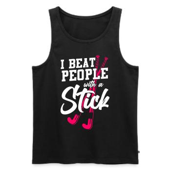 Field Hockey I Beat People With A - Men's Premium Organic Tank Top - black - Front - Michal (187cm)