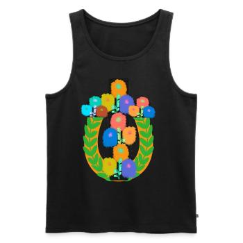 Croix Crucifix botanique Floral Couronne de Laurier multicolore - Débardeur bio Premium Homme - noir - Devant - Michal (187cm)