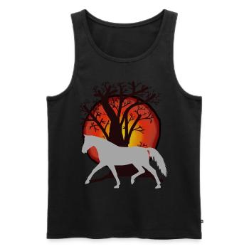 Chevaux, Chevaux, Cheval Sauvage, Nature, Nature Sauvage, Soleil, Cheval - Débardeur bio Premium Homme - noir - Devant - Michal (187cm)