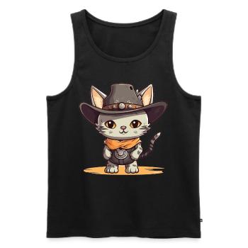Cat Cowboy Cute Western Kawaii Rodeo Cat - Männer Premium Bio Tank Top - Schwarz - Vorne - AI Model Male 178 light (178cm)