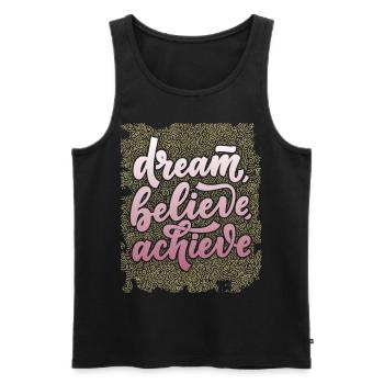 Rêve de carrière, dicton drôle, motivation - Débardeur bio Premium Homme - noir - Devant - AI Model Male 178 light (178cm)