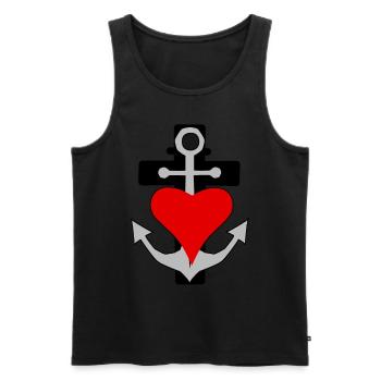 Maritim Seemann Anker Kreuz Herz Schifffahrt - Männer Premium Bio Tank Top - Schwarz - Vorne - Michal (187cm)