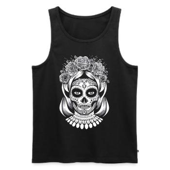 L’élégance du Jour des Morts - La Calavera Catrina - Débardeur bio Premium Homme - noir - Devant - Michal (187cm)