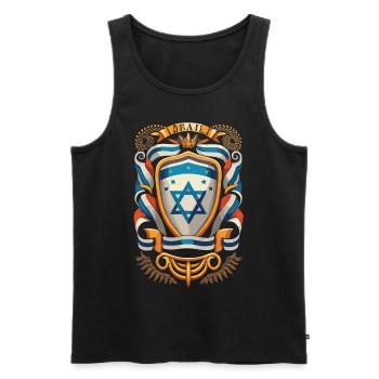 Héros d’Israël - Des armoiries pour l’avenir - Débardeur bio Premium Homme - noir - Devant - Michal (187cm)