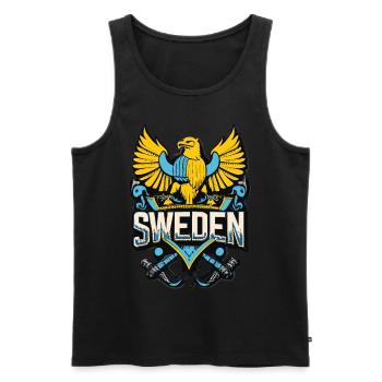 Pride of Sweden - Our Heroic Coat of Arms - Men's Premium Organic Tank Top - black - Front - AI Model Male 178 light (178cm)