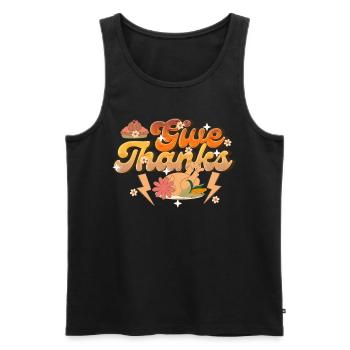Thankful Give Thanks - Retro Thanksgiving Women - Men's Premium Organic Tank Top - black - Front - Michal (187cm)