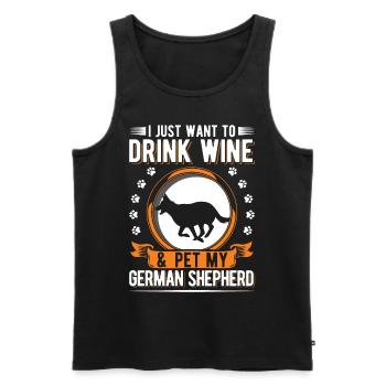 Berger allemand et vin - Débardeur bio Premium Homme - noir - Devant - Michal (187cm)