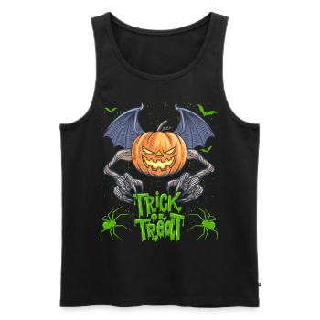 Lustiger Halloween Kürbis mit Spinnen - Männer Premium Bio Tank Top - Schwarz - Vorne - AI Model Male 178 light (178cm)