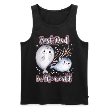 Best Dad In The World, Saying Father's Day, Seal - Men's Premium Organic Tank Top - black - Front - AI Model Male 178 light (178cm)
