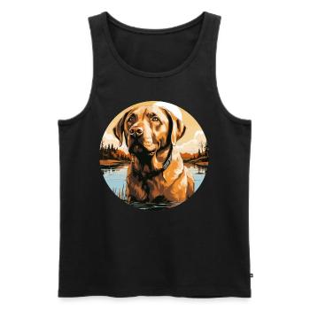 Labrador - Männer Premium Bio Tank Top - Schwarz - Vorne - AI Model Male 178 light (178cm)