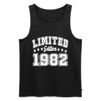 Édition limitée 1982 - Débardeur bio Premium Homme - noir - Devant - AI Model Male 178 light (178cm)