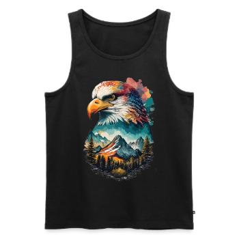 Adlerblick: Berglandschaft und Majestät der Lüfte - Männer Premium Bio Tank Top - Schwarz - Vorne - AI Model Male 178 light (178cm)