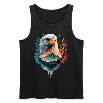 Adler und Berglandschaft im Einklang - Männer Premium Bio Tank Top - Schwarz - Vorne - AI Model Male 178 light (178cm)