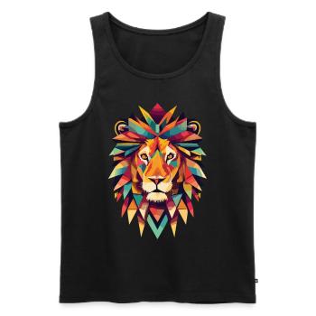 Geometric Lion Head - Men's Premium Organic Tank Top - black - Front - Michal (187cm)