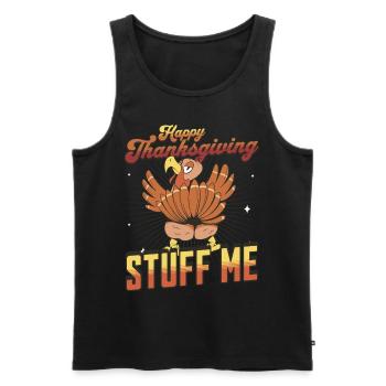 Joyeux Thanksgiving - Stuff Me Drôle de dinde - Débardeur bio Premium Homme - noir - Devant - AI Model Male 178 light (178cm)