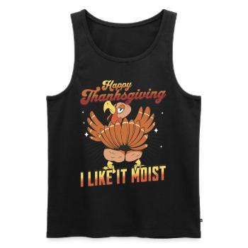 Joyeux Thanksgiving - J’aime la dinde drôle moelleuse - Débardeur bio Premium Homme - noir - Devant - Michal (187cm)