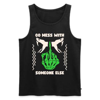 Frecher Spruch, Anti-Mobbing, Mittelfinger - Männer Premium Bio Tank Top - Schwarz - Vorne - AI Model Male 178 light (178cm)