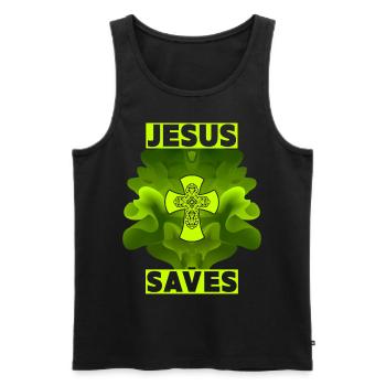 Jesus Christus, Christliches Kreuz, Jesus Saves - Männer Premium Bio Tank Top - Schwarz - Vorne - AI Model Male 178 light (178cm)
