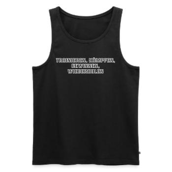Fitness - Entraînez-vous, combattez, gagnez, - Débardeur bio Premium Homme - noir - Devant - Michal (187cm)