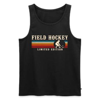 Field Hockey Retro Vintage Field - Männer Premium Bio Tank Top - Schwarz - Vorne - Michal (187cm)
