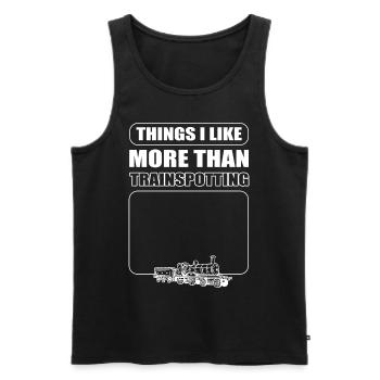 Trainspotter Things I Like More Than Trainspotting - Men's Premium Organic Tank Top - black - Front - AI Model Male 178 light (178cm)